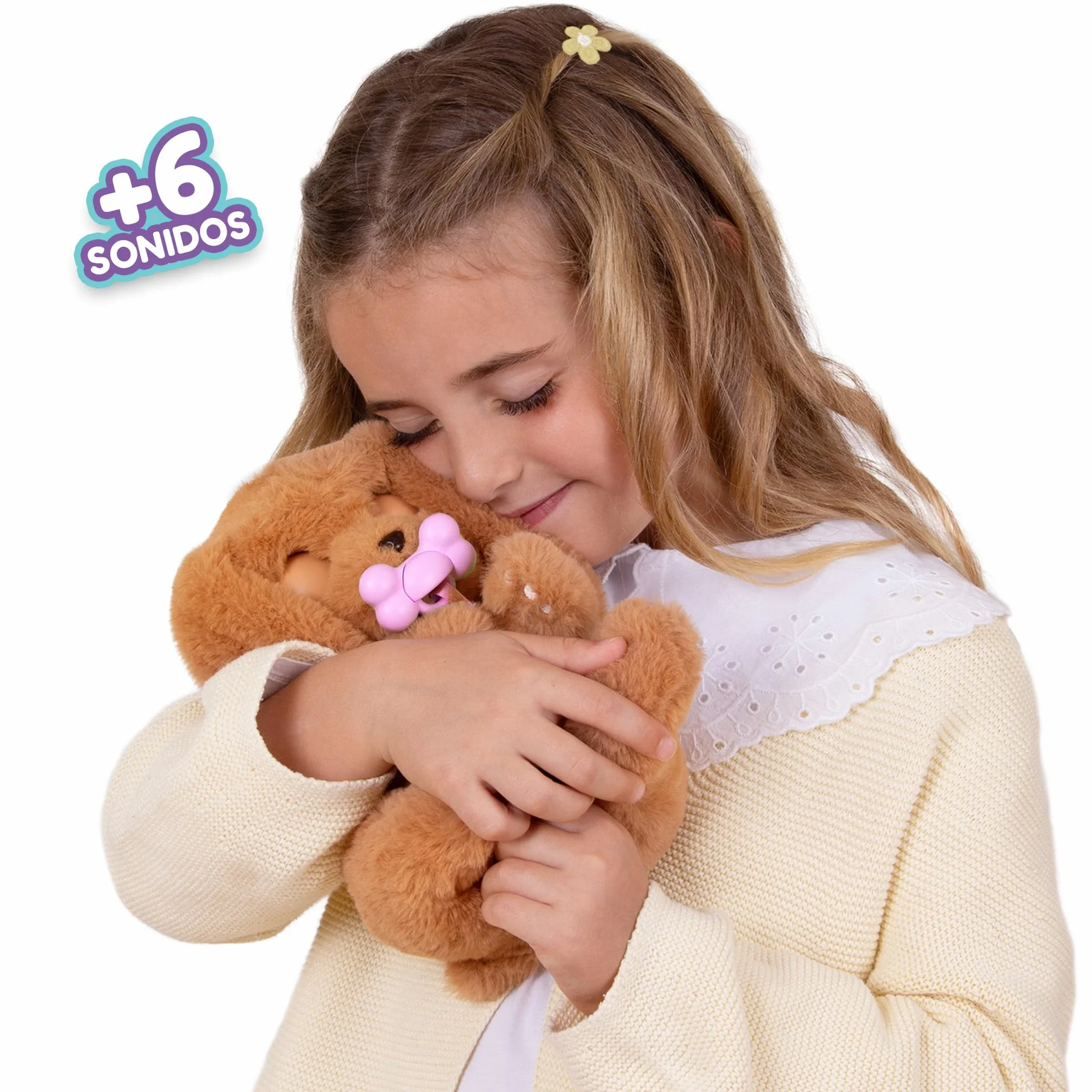 BABY PAWS Cocker - Schlafender Hundewelpe und Interaktives Plüschtier Mit Soundfunktion beim Öffnen und Schließen der Augen, inklusive einer Tragedecke-Geschenk Spielzeug für Kinder ab 18 Monaten