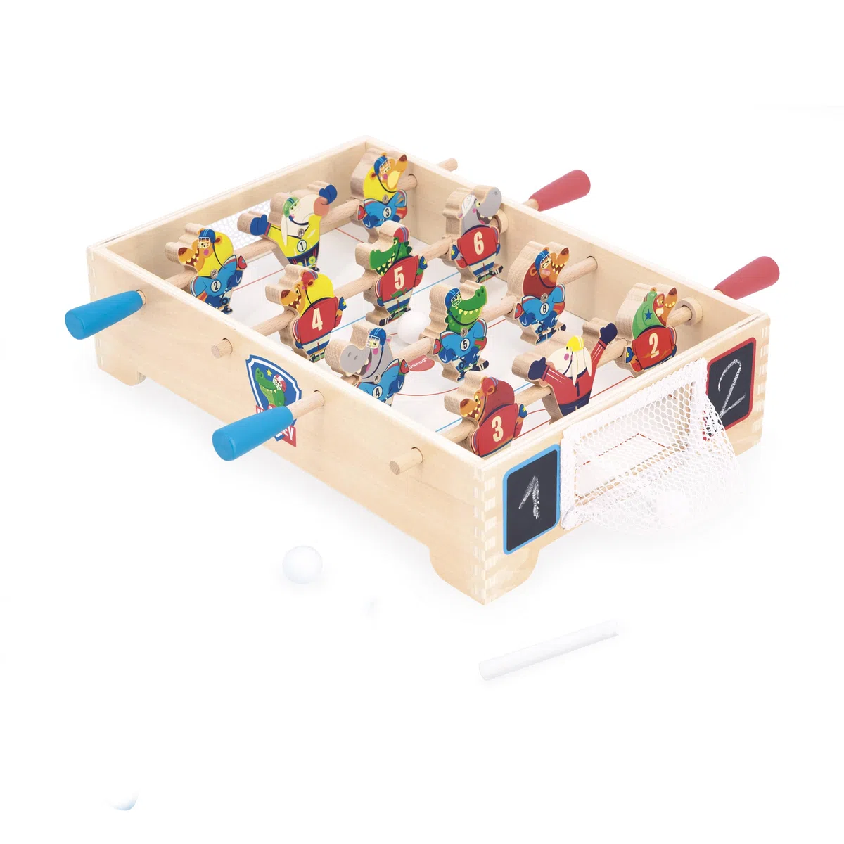 Janod - Mini Tischfußball aus Holz für Kinder - Thema Eishockey - Fördert die Fähigkeit zu tauschen und zu teilen - FSC Produkt - Ab 3 Jahre - J03367