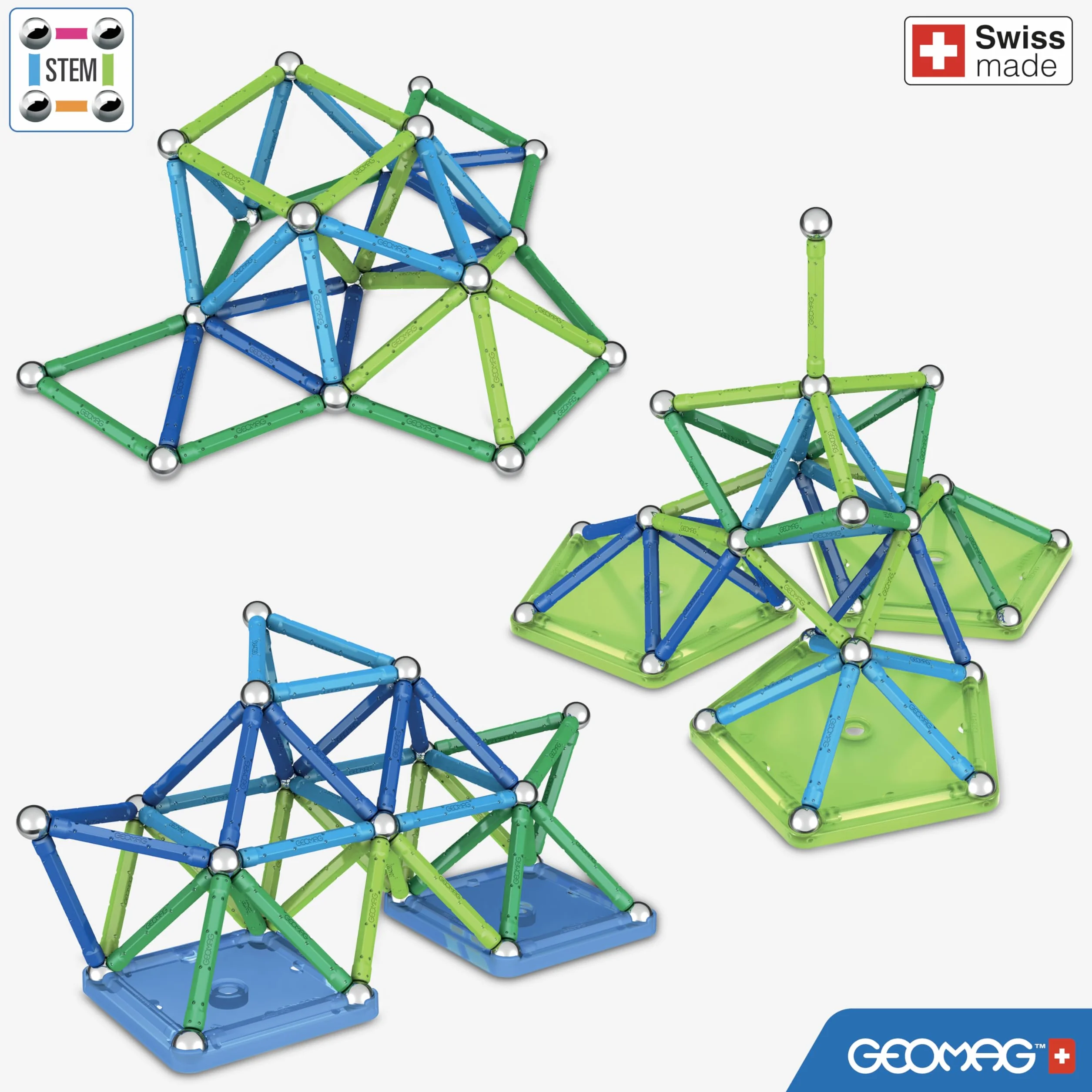 Geomag Classic Color 91 Stück Magnetisches Spielzeug für Kinder, Geschenk für Jungen und Mädchen im Alter von 5 6 7 8 9 10 11 12 13 Jahren, magnetische Konstruktionen, Kinderspielzeug