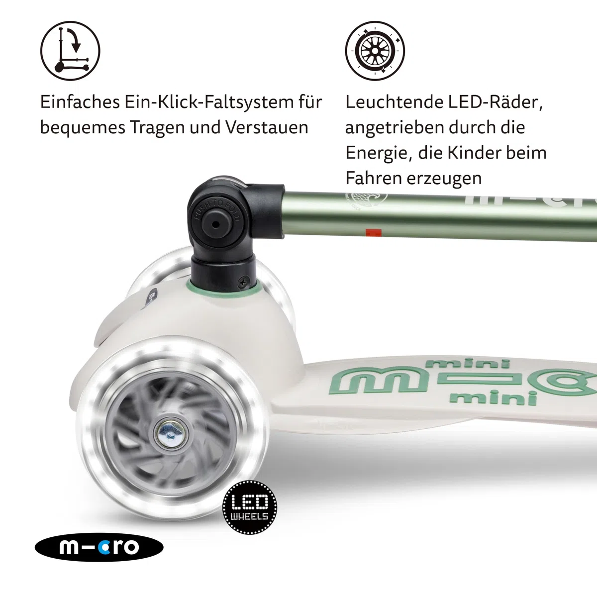 Mini Micro Deluxe Foldable ECO LED Pistachio Green
