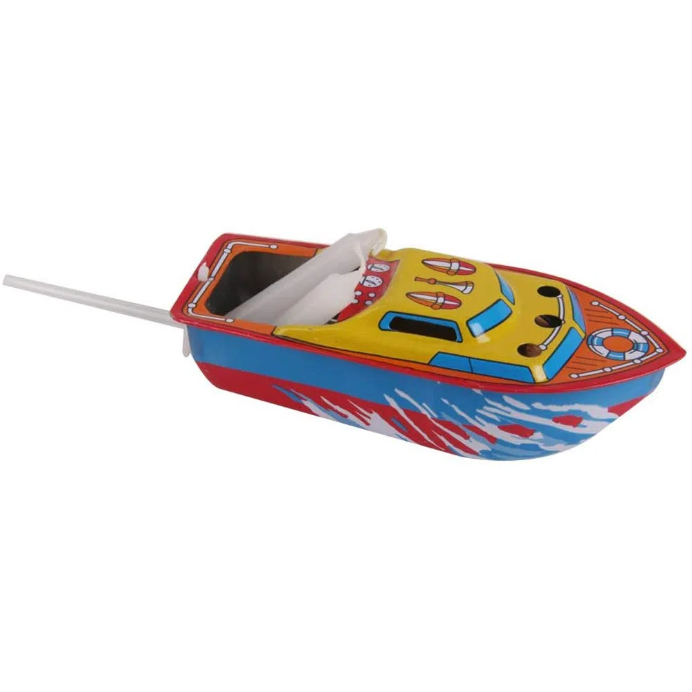 POFET Klassische Kerze angetriebenes Schnellboot Schiff Zinn Spielzeug Wasser handgemachte Dekoration