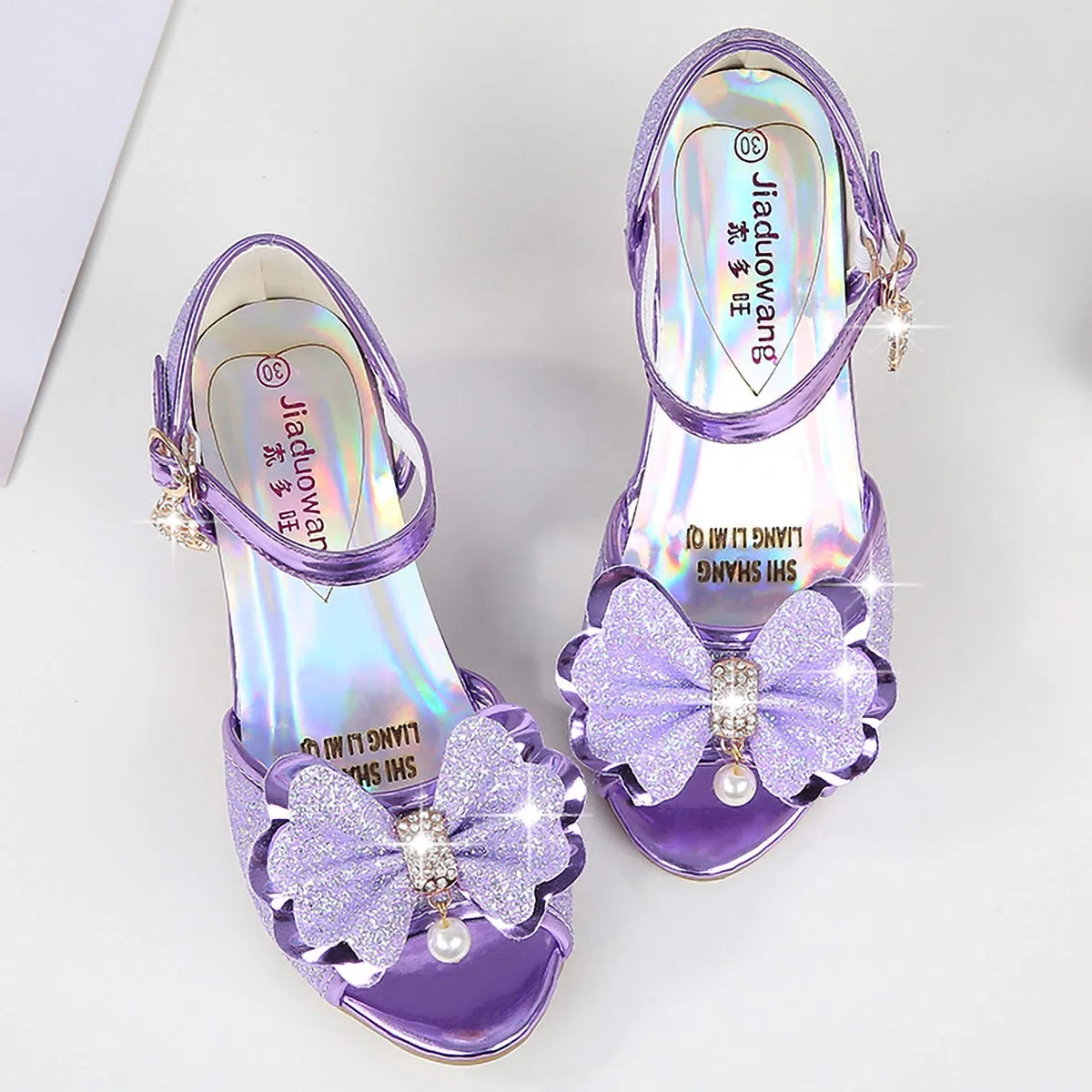 Sandalen für Mädchen rutschfest Schuhe für Kinder Geburtstag Weihnachten Prinzessinnenschuhe Offene Spitze Stöckelschuhe Allerheiligen Fest Partykleid