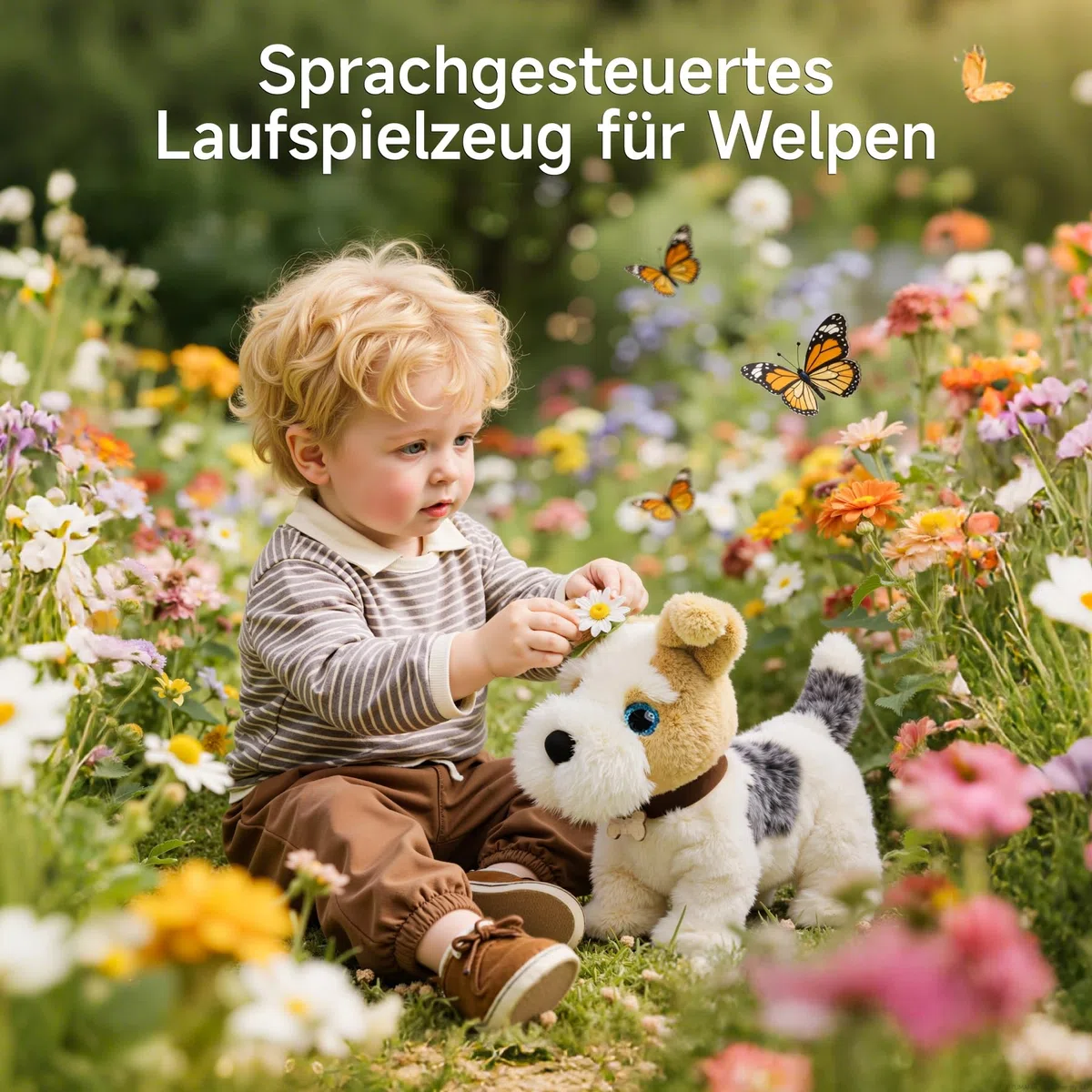 OR OR TU Hund Spielzeug Kinder, Sprachgesteuerte Plüsch Spielzeug Hunde, Elektronische Haustiere, die Singen, Bellen, Laufen und Sich Hinsetzen, Realistische Interaktive Welpen Spielzeuge für Kinder