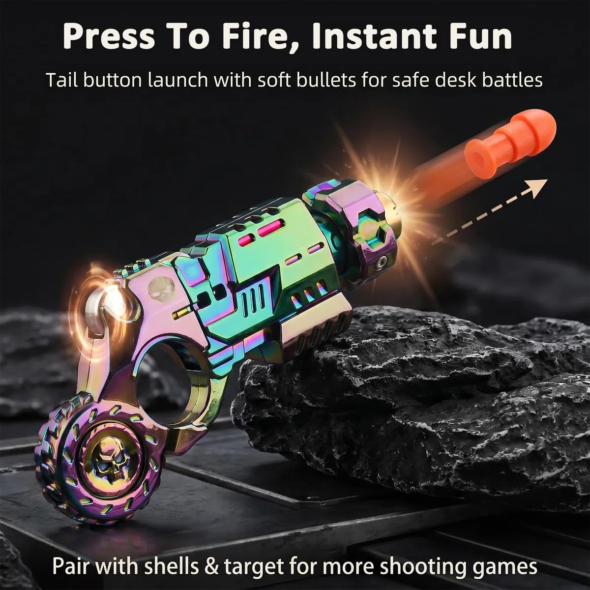 Metall EDC Spielzeugpistole,+ 20 Soft Bullet Anti-Stress Spielzeug Mehrere Spielmodi Soft Bullet Guns Toy with Mini-Stahlscheibe, Zum Sammeln/Verschenken