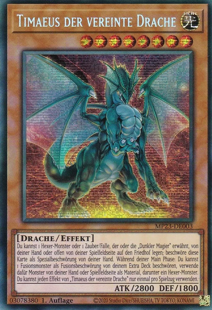 MP23-DE003 - Timaeus der vereinte Drache - Secret Rare - Deutsch - 1. Auflage - 25th Anniversary Tin: Dueling Heroes Mega Pack Einzelkarten - mit LMS Trading Fieldcenter-Karte
