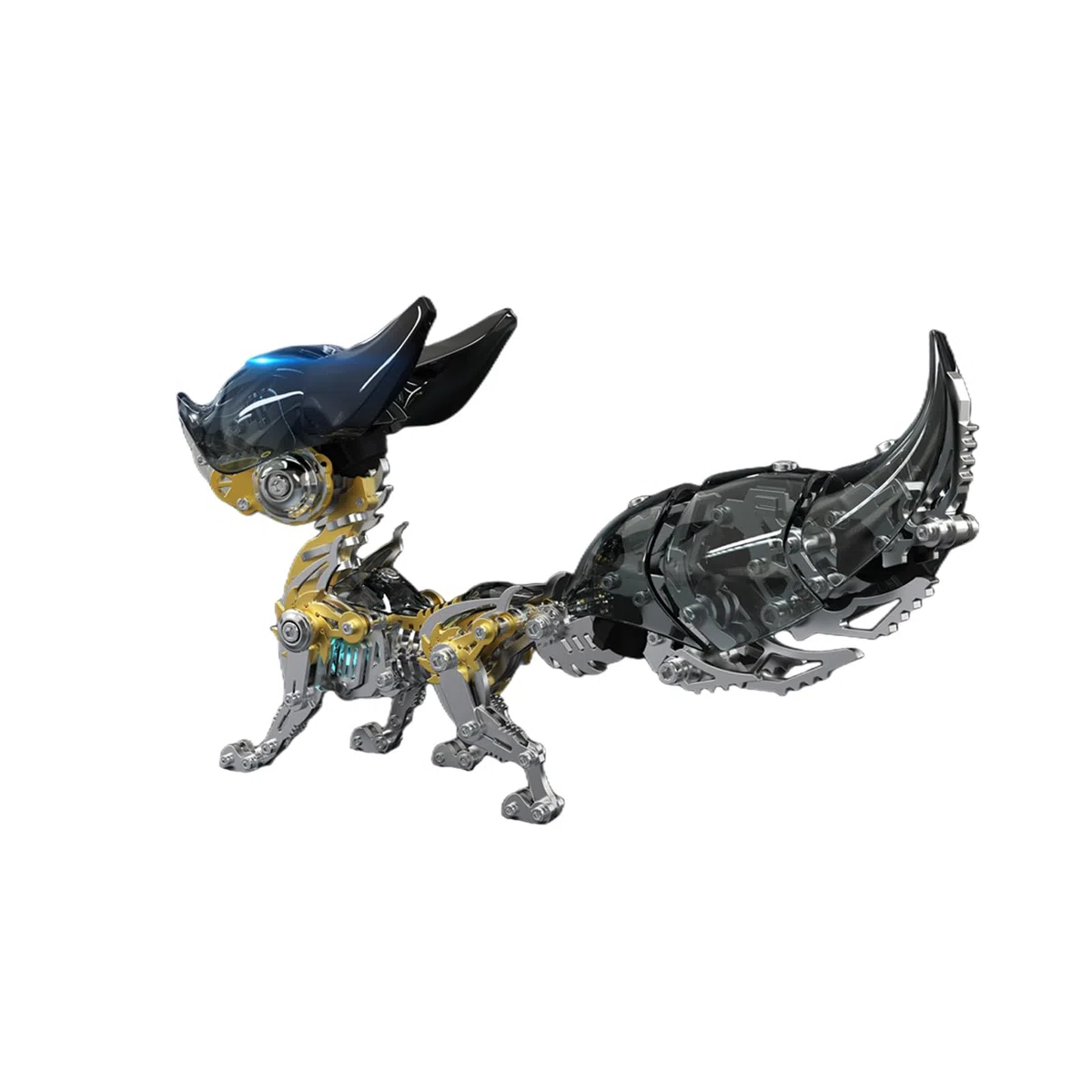Bunte 3D Metall Puzzles für Erwachsene Fuchs Metall Modell Kits mit Licht, DIY Bauspielzeug 3D Metall Fuchs Modell Bausätze mit Werkzeug