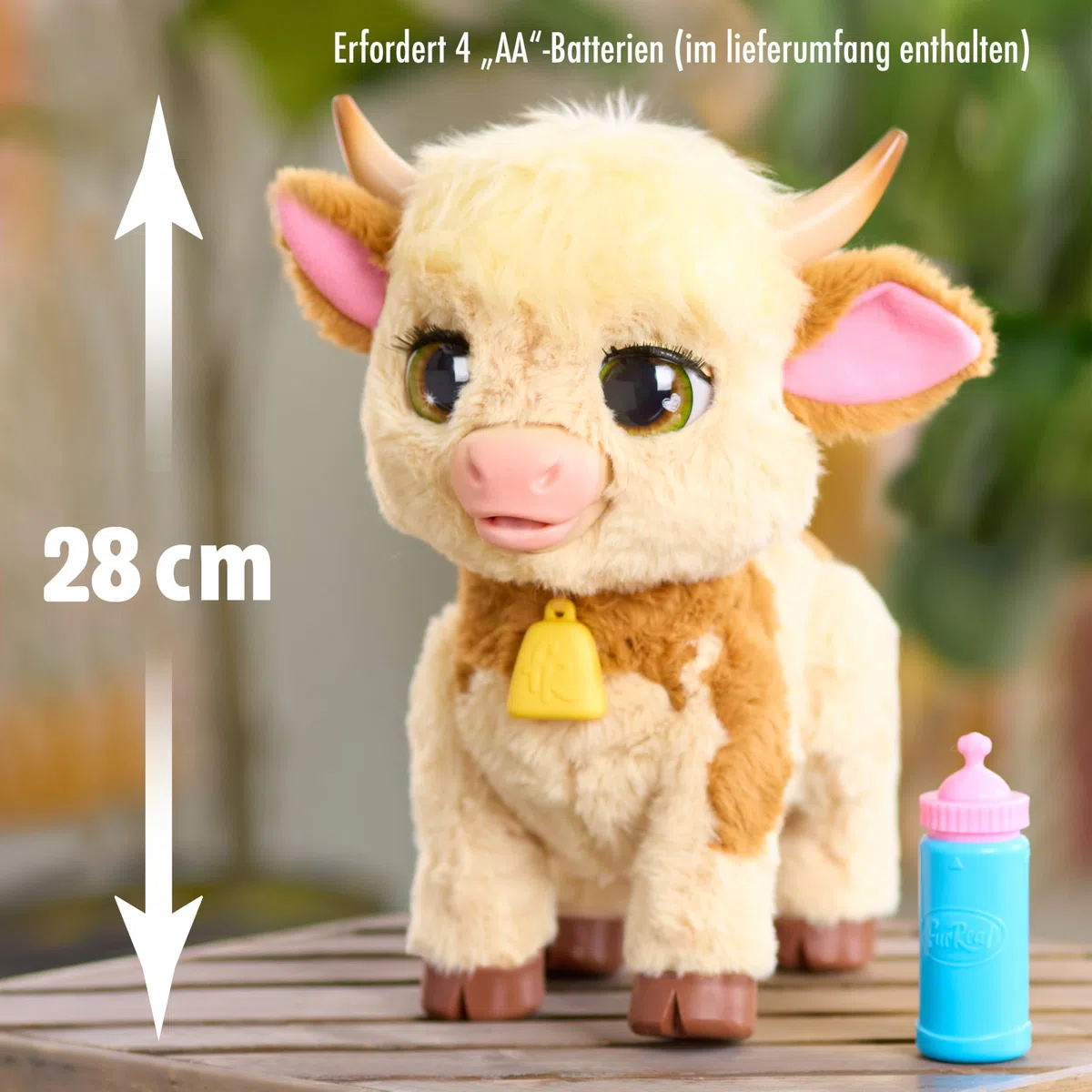 Just Play furReal Maggie, die Kuh, Funktionsplüschtier, interaktives Spielzeug, 50+ Geräusche und Reaktionen, Plüschtier, Kinderspielzeug ab 4 Jahren, 28cm, Hochlandrind