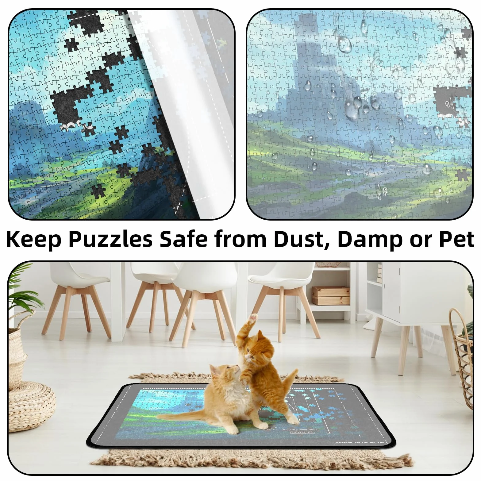 MOZOOSON Faltbares Puzzlebrett, Puzzlematte 2000 Teile mit Abdeckung, Puzzle-Aufbewahrung 41.3x31.5in Jigsaw Puzzle Zubehör für Verschieben und Speichern (8 Sorting Trays & 1 Cover), Schwarz-1