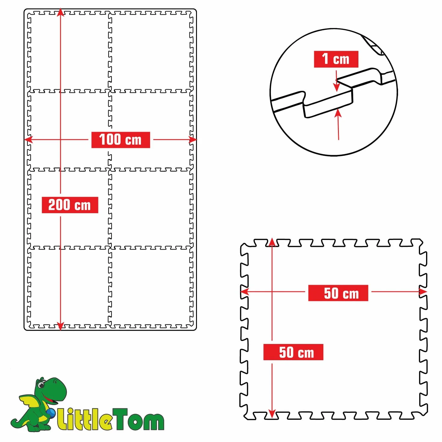 LittleTom Spielmatte Baby Puzzlematte Beige - 8 Teile je 50 x 50 cm - Krabbelmatte 200x100 cm Bodenmatte Kinder - Puzzle Teppich Kinderzimmer Matte - Bodenschutzmatte Spielteppich - Eva Schaumstoff