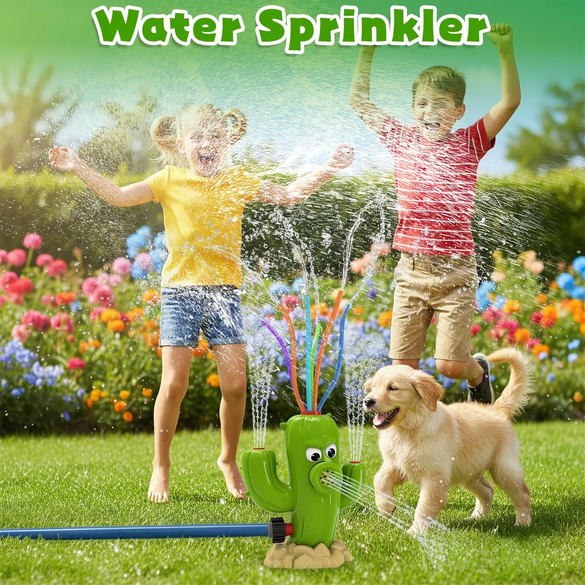 Wasserspielzeug Kinder Bunt Schläuche Kaktus Wassersprinkler Garten | Outdoor Sommer Splash Spielzeug Junge Mädchen 3 4 5 6 7 8 Jahre Aufbewahrungstasche Wasserblume Außenbereich Rasen Garten