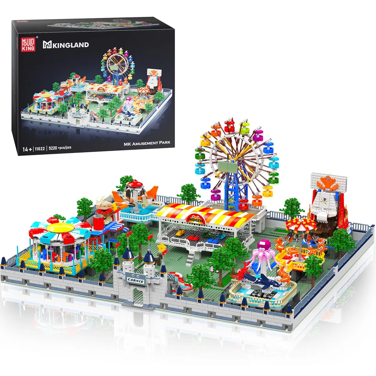 Mould King 11022 Vergnügungspark Bauspielzeug Elektrisch Freizeitpark Klemmbausteine MOC Karneval Bausatz Bausteine Kompatibel mit Andere Marke(5220 Teile)