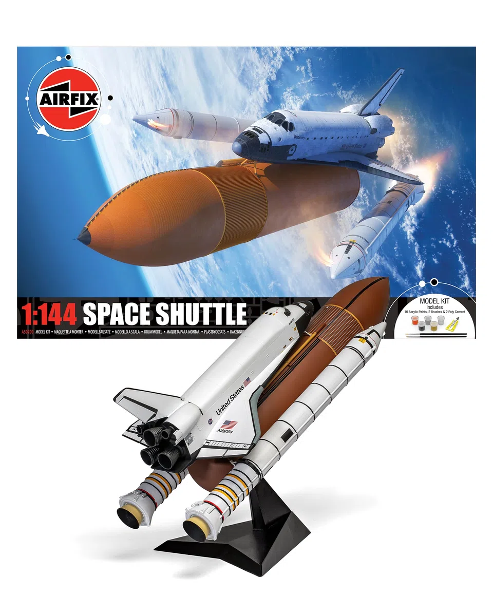 Airfix A50200 Space Shuttle Geschenkset – Plastikmodellbausatz, Raumschiff-Bausatz für Erwachsene und Kinder ab 8 Jahren, beinhaltet: Modell im Maßstab 1:144, Humbrol Acrylfarben