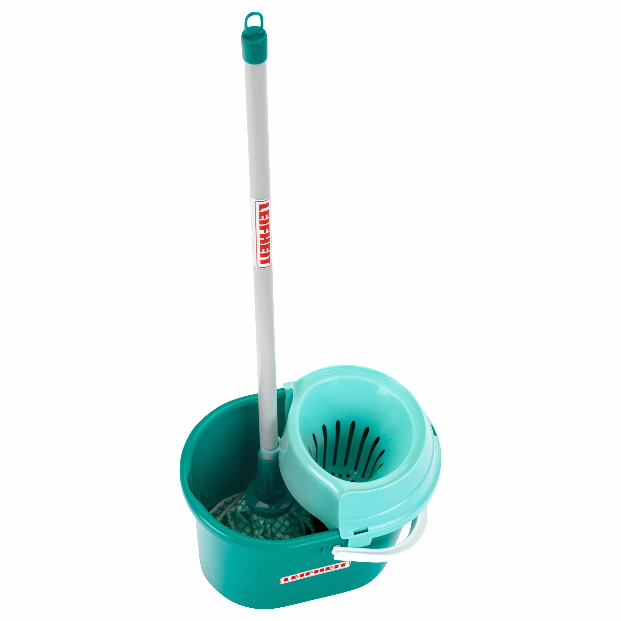 Theo Klein 6562 Leifheit Besenwagen mit robustem Zubehör | Inkl. Wischmop, Eimer, Besen u.v.m. I Maße: 29 cm x 24 cm x 60 cm I Spielzeug für Kinder ab DREI Jahren