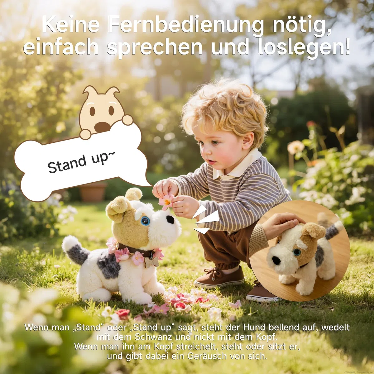 OR OR TU Hund Spielzeug Kinder, Sprachgesteuerte Plüsch Spielzeug Hunde, Elektronische Haustiere, die Singen, Bellen, Laufen und Sich Hinsetzen, Realistische Interaktive Welpen Spielzeuge für Kinder
