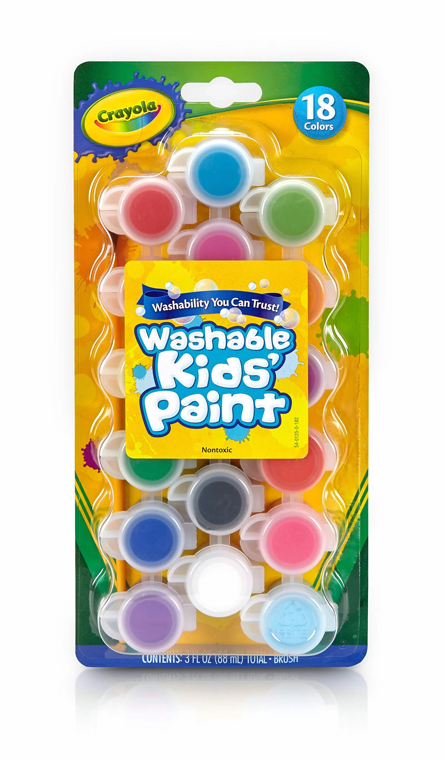 CRAYOLA Waschbare Farben und Pinsel – verschiedene Farben (18 Stück) | perfekt für alle Kunst- und Bastelbedürfnisse – leicht waschbar | ideal für Kinder ab 3 Jahren