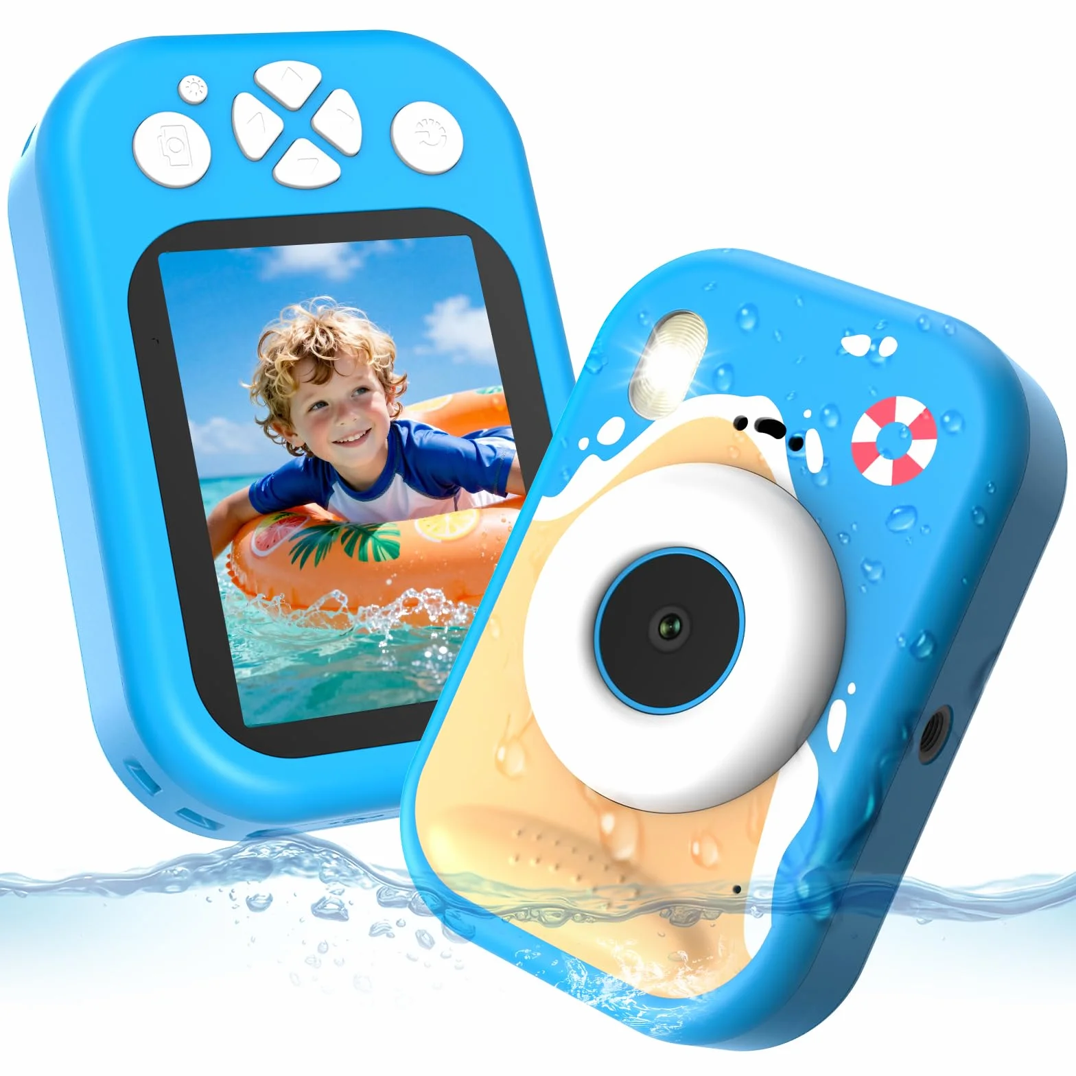CHAKEYAKE Unterwasserkamera, IP67 wasserdichte Digitalkamera mit 32GB Karte, 1080P 10X Zoom Kinderkamera, Geschenk für Jungen und Mädchen 3–12 Jahre, Strand und Pool Spielzeug, Blau