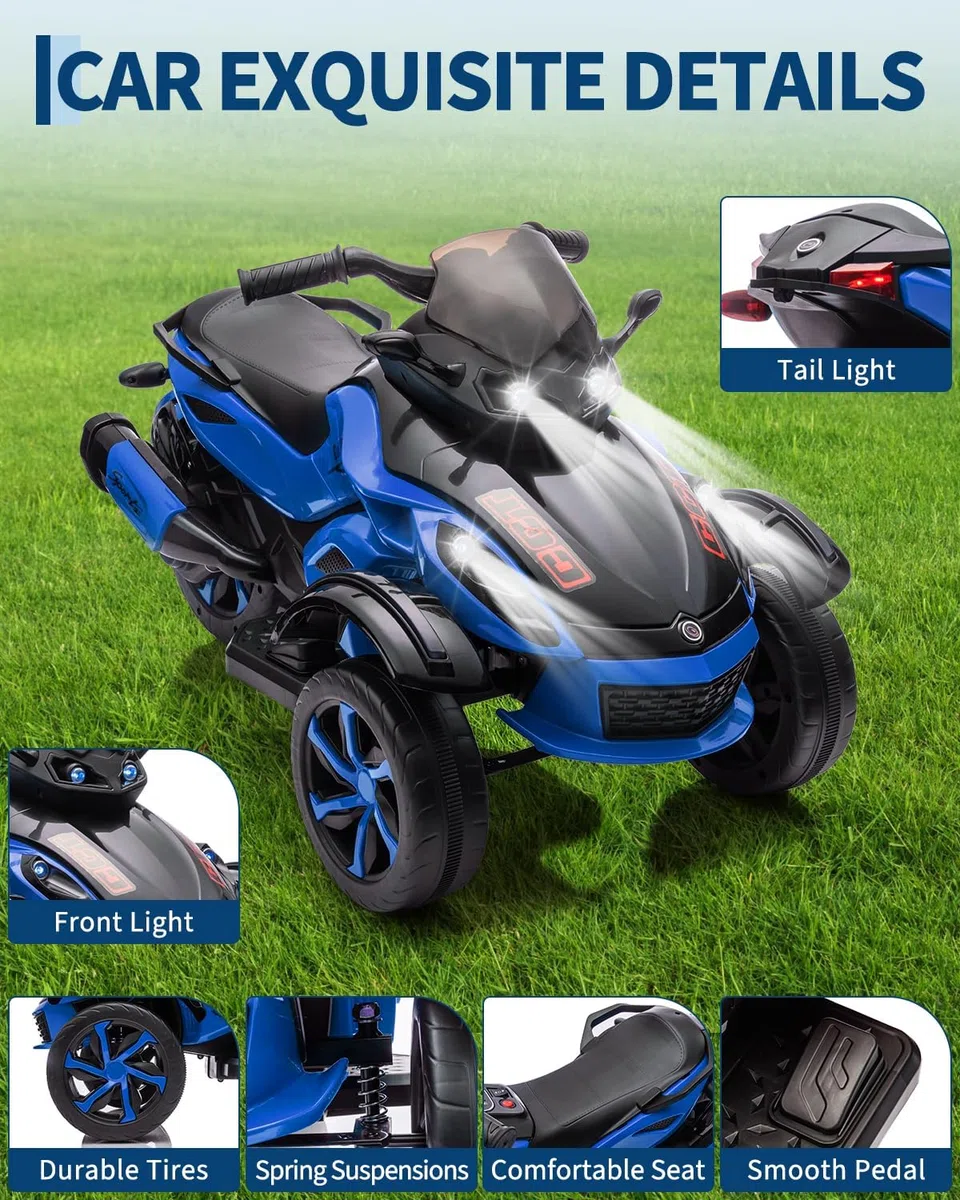 GarveeHome Kinder Quad Elektro 12V Kinderfahrzeug Mit LED, Musik & Langsamer Start Für Kinder Von 3-8 J