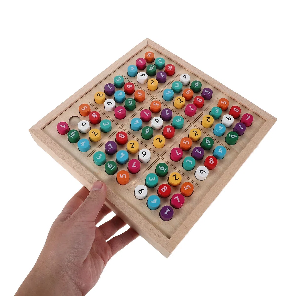 BESPORTBLE 1 Set farbiges Sudoku-Brett aus Holz – Sudoku-Spiel aus Holz zur Förderung der Gehirnentwicklung mit Schublade und 81 Zahlen – Denkspiel für den Schreibtisch, ideal zum Lernen