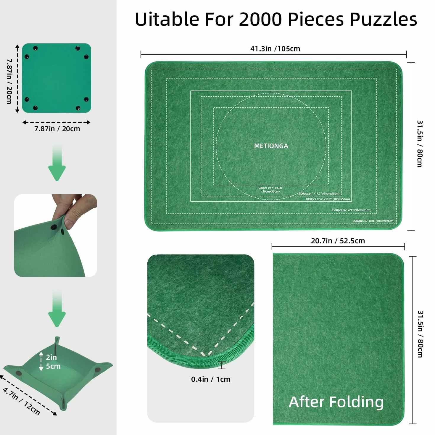 Puzzlebrett 2000 Teile, Puzzlematte 2000 Teile | Faltbares, Puzzle Aufbewahrung, Puzzletisch 41.3x31.5in Puzzle Board Mit 8 Puzzle Sortierschalen und 1 Abdeckung