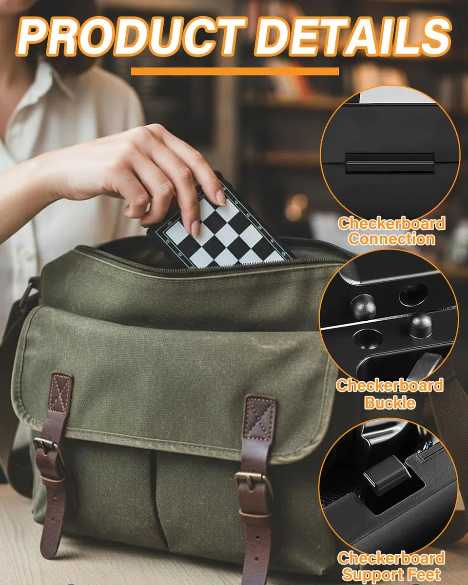 Schachspiel, Magnetischem Einklappbar Schachbrett Schach, Tragbares und Faltbares Chess Board Set, Magnetisches Reiseschach Mini Schach Hochwertig Klappbare für Kinder, Erwachsene, Reisen