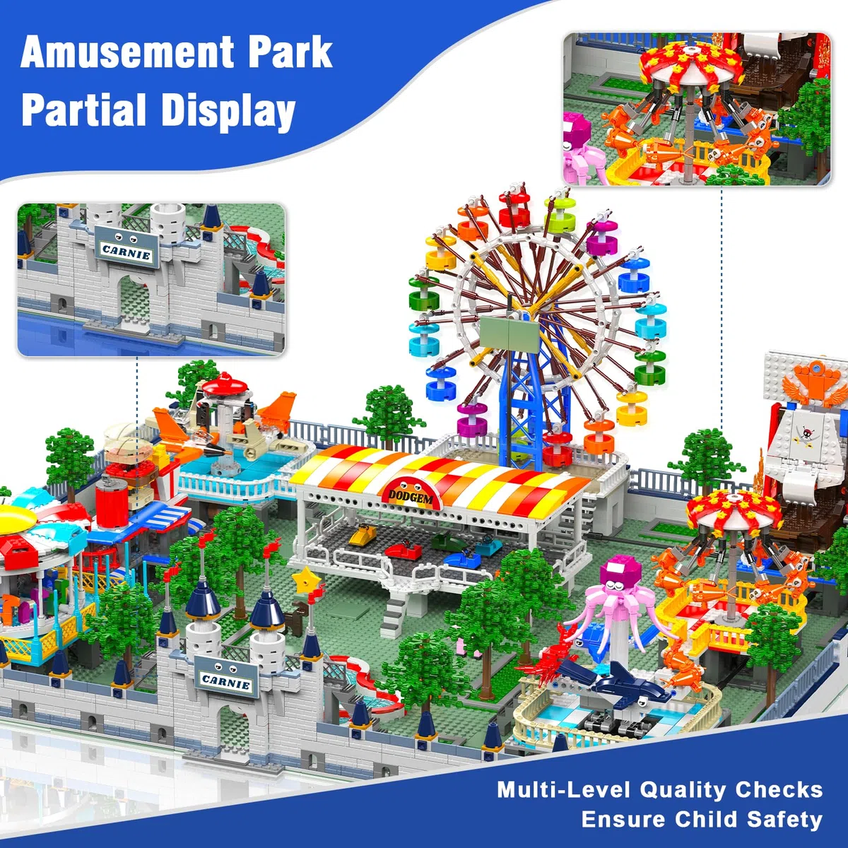 Mould King 11022 Vergnügungspark Bauspielzeug Elektrisch Freizeitpark Klemmbausteine MOC Karneval Bausatz Bausteine Kompatibel mit Andere Marke(5220 Teile)