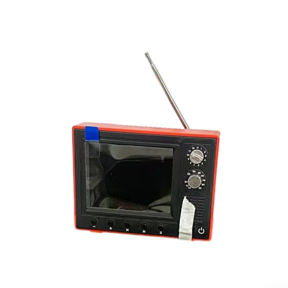Retro-Cartoon-TV-Player mit 8 GB Speicher und wiederaufladbarem USB-Design für Puppenhaus-Dekor, Sammlerstück oder Schreibtischunterhaltung in Rot, Gelb oder Grün (rot)