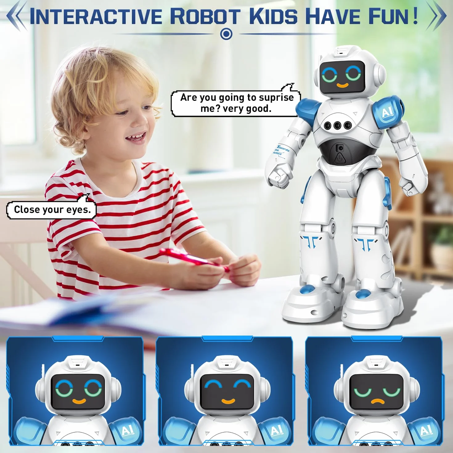 VATOS Roboter Spielzeug für Kinder ab 3-12 Jahre - Ferngesteuerter Roboter, Gestensteuerung Programmierbare RC Roboter Spielzeug Dancing Walking Smart Robot Jungen Mädchen Geburtstag Geschenk