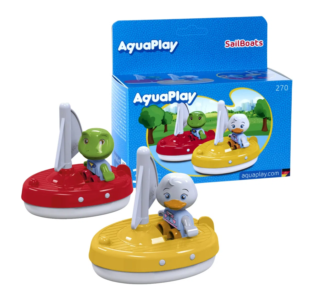 AquaPlay - BoatSet - Zubehör für Wasserbahnen oder Badewanne, 2 Segelboote + 2 Figuren, für Kinder ab 3 Jahren