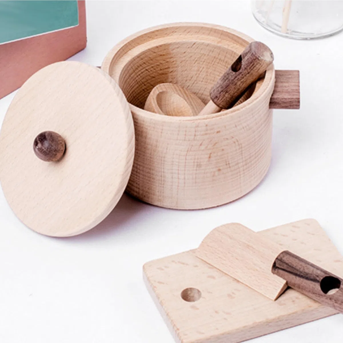 Aufbewahrungshaken Realistische Kinderküche Lernspielzeug Holz-Spielküche Für Eltern