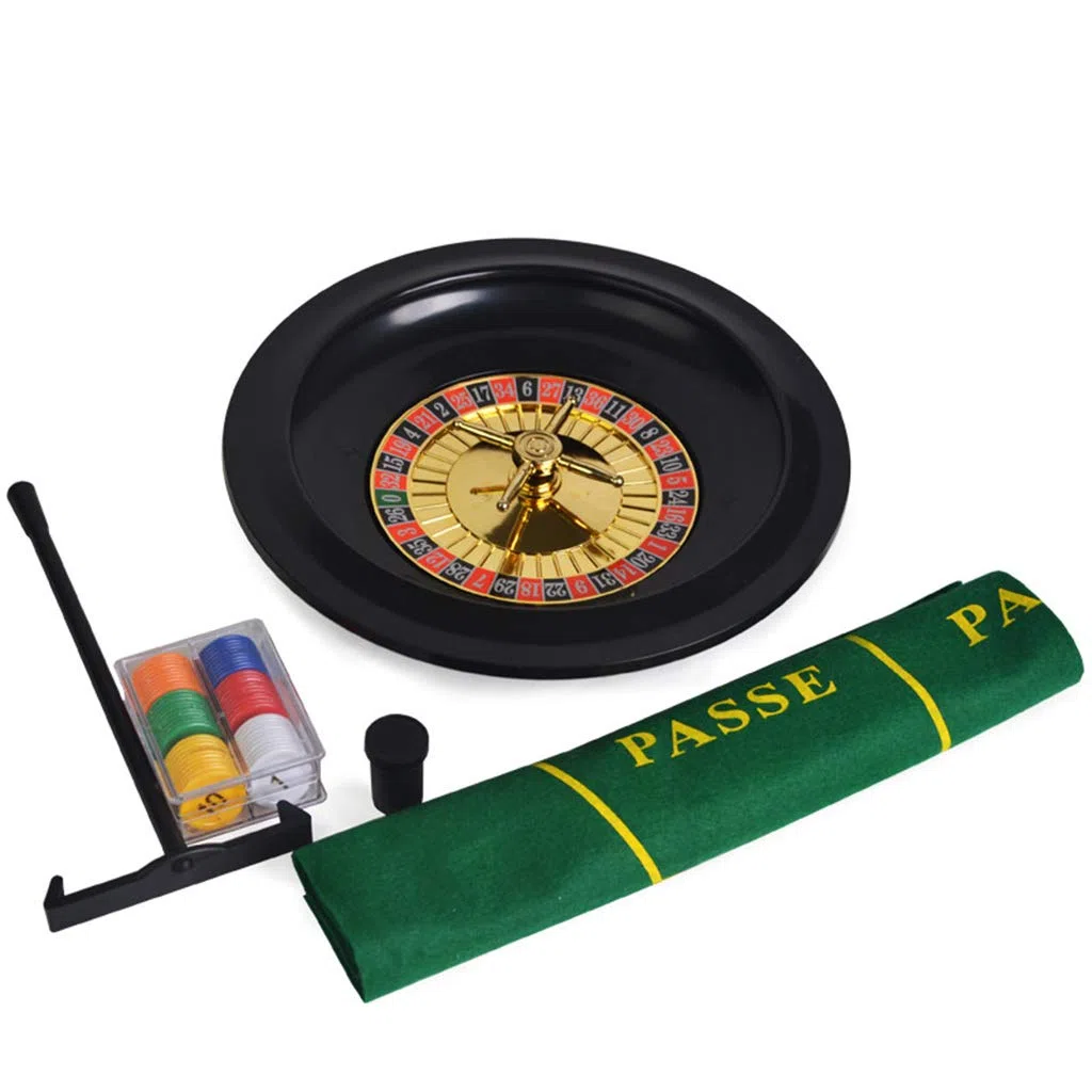 Roulette Spiel Set 25.4 cm mit Tischdecke, Chips, Sammelrechen und Stahlkugel für Party, Brettspiel, Casino Roulette, KTV Partyspiel, Grün und Schwarz, 10 Jahre+, 120.0 Jahre+