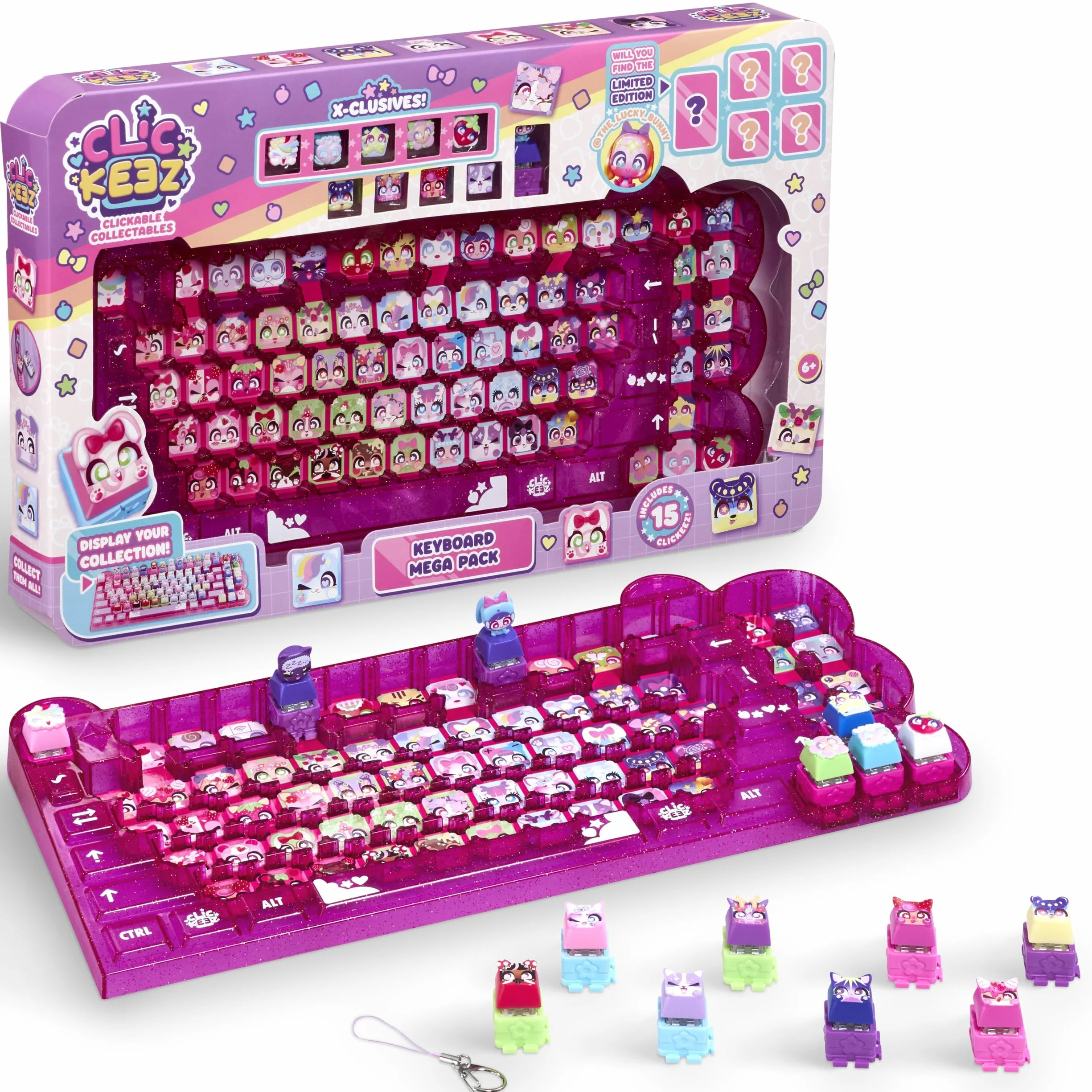 Goliath – CLICKEEZ Keyboard Mega Pack (Series 1) | 1 Tastatur - 15 Tasten Kawaii Clipable Keycaps and 1 Schlüsselanhänger - 70 Charaktere zum Sammeln - Geschenkidee Ab 6 Jahre