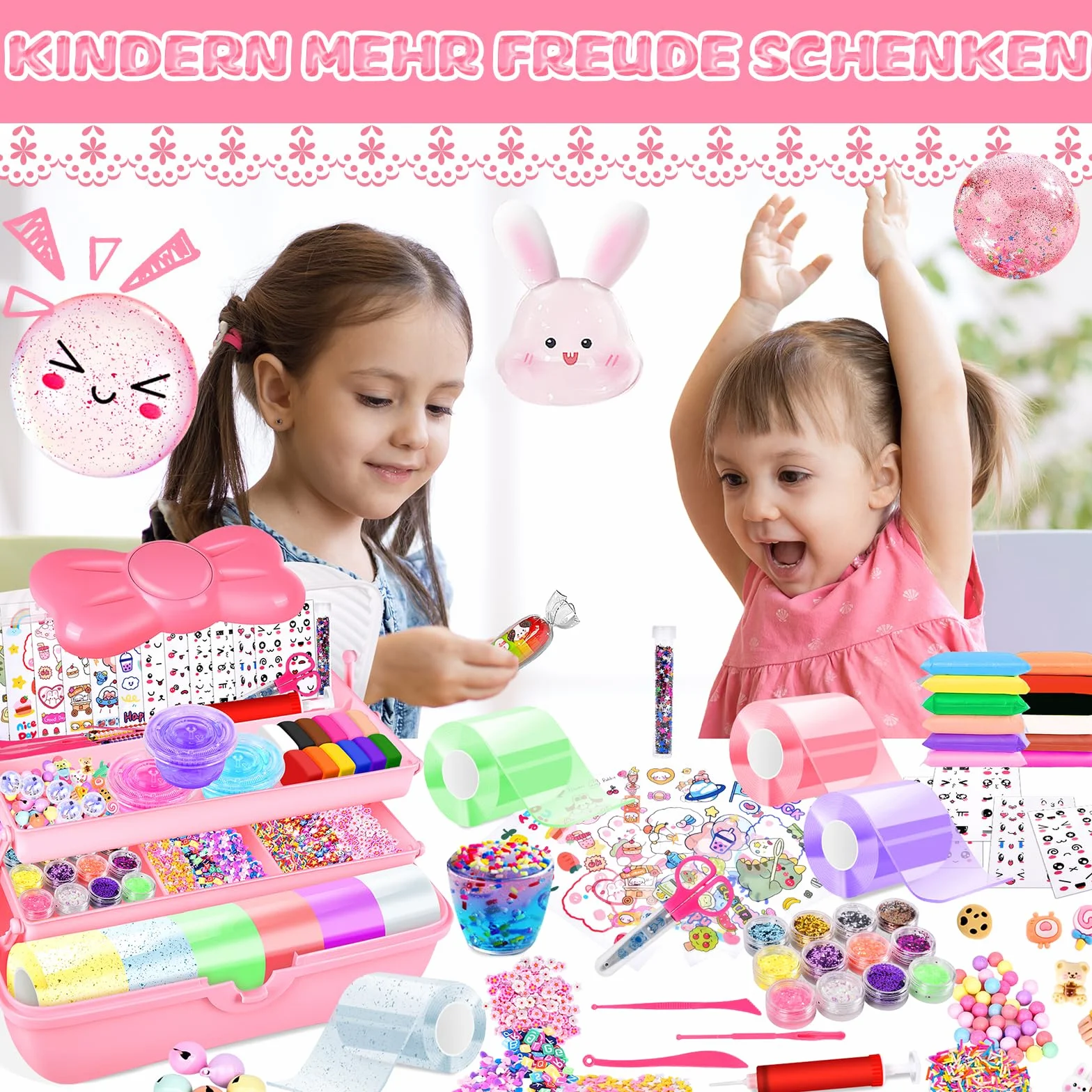 Herenear Nano Tape Bubbles Set, 98 Pcs DIY Bubble Tape Nano Klebeband mit 6 Rollen Nanoband Doppelseitig, Nano Tape Kits für Kinder, Blowing Bubble Party Favors Geschenke