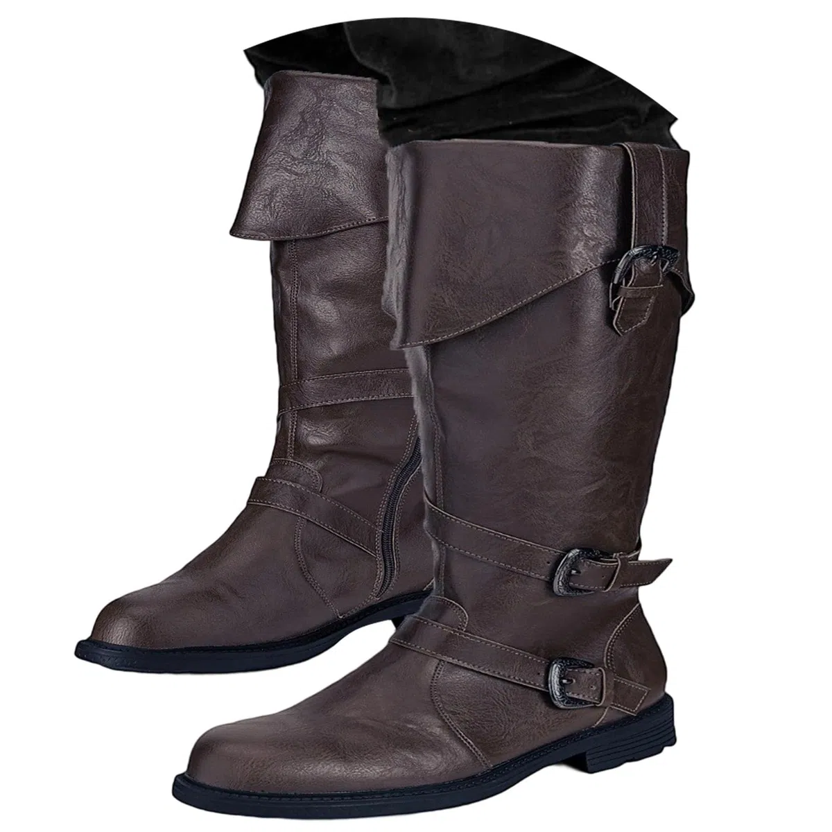 Generisch Mittelalterliche Stiefel für Herren, Mittelalter-Cosplay, Halloween, Wikinger, Pirat, Reitschuhe, Authentische Wikingerstiefel für Herren in Übergröße - Mittelalter & Renaissance Boots