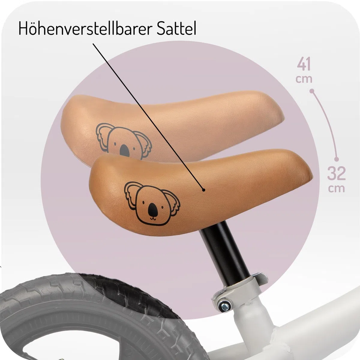 MoMi BREKI Kinderlaufrad für Mädchen und Jungen ab 3 Jahren (max. Körpergewicht 25 kg), Stabiler, Leichter Metallrahmen 3 kg, regulierbare Sattelhöhe mit Quick Release, pannensichere Eva-Räder