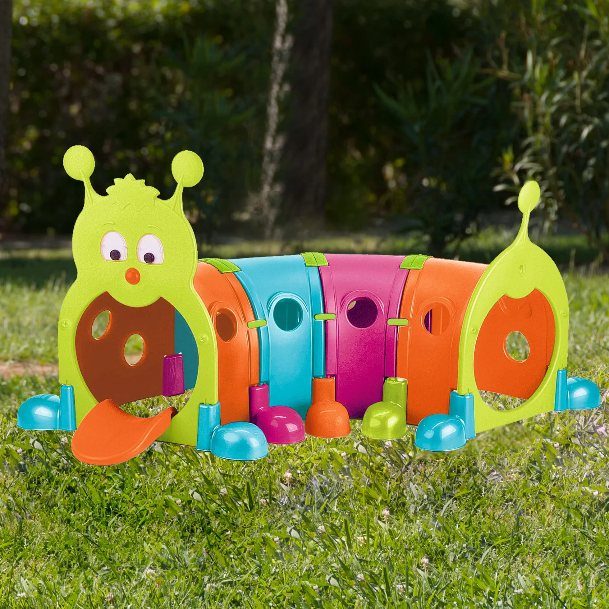FEBER - Febergus, Kinder-Sporttunnel, Indoor und Garten, mit 4 erweiterbaren bunten Modulen, Outdoor-Spielzeug für Jungen und Mädchen +3 Jahre, Famosa (FEU12000)