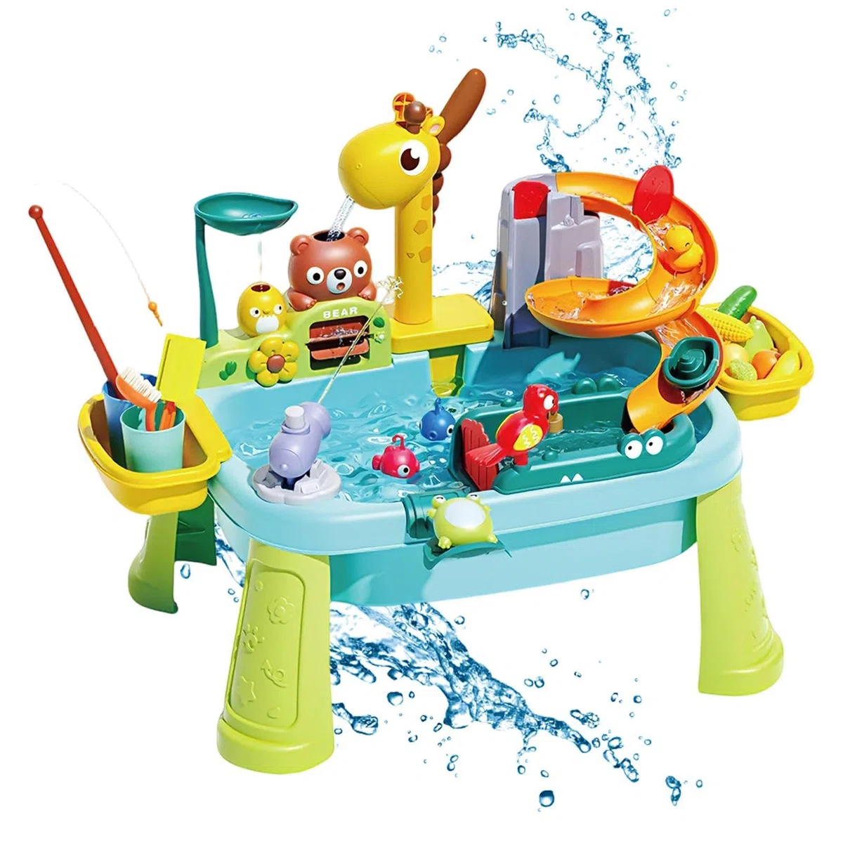 Kinder Wassertisch - Giraffenwasserhahn Lern Angelspielzeug, Küchen Spielbecken Spielzeug Mit Fließendem Wasser, Sommerspielzeug Für Sensorische Aktivitäten Im Freien, Für Hinterhof, Garten, Pool