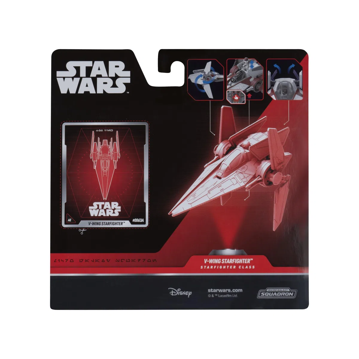 Jazwares Star Wars Micro Galaxy Squadron V-Wing Starfighter (Armada Edition) – 7,6 cm Fahrzeug mit Kühlerflügeln Plus Zwei 2,5 cm Mikro-Figuren-Zubehör