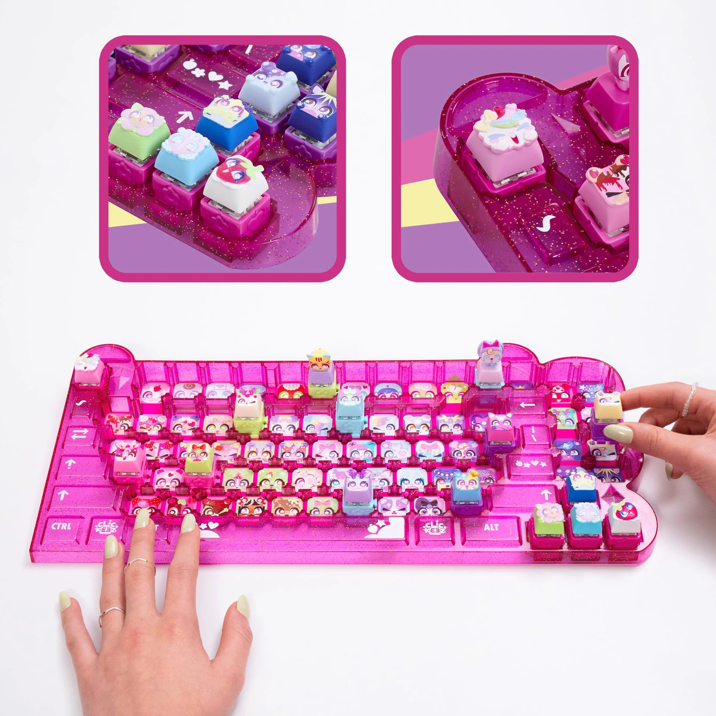 Goliath – CLICKEEZ Keyboard Mega Pack (Series 1) | 1 Tastatur - 15 Tasten Kawaii Clipable Keycaps and 1 Schlüsselanhänger - 70 Charaktere zum Sammeln - Geschenkidee Ab 6 Jahre