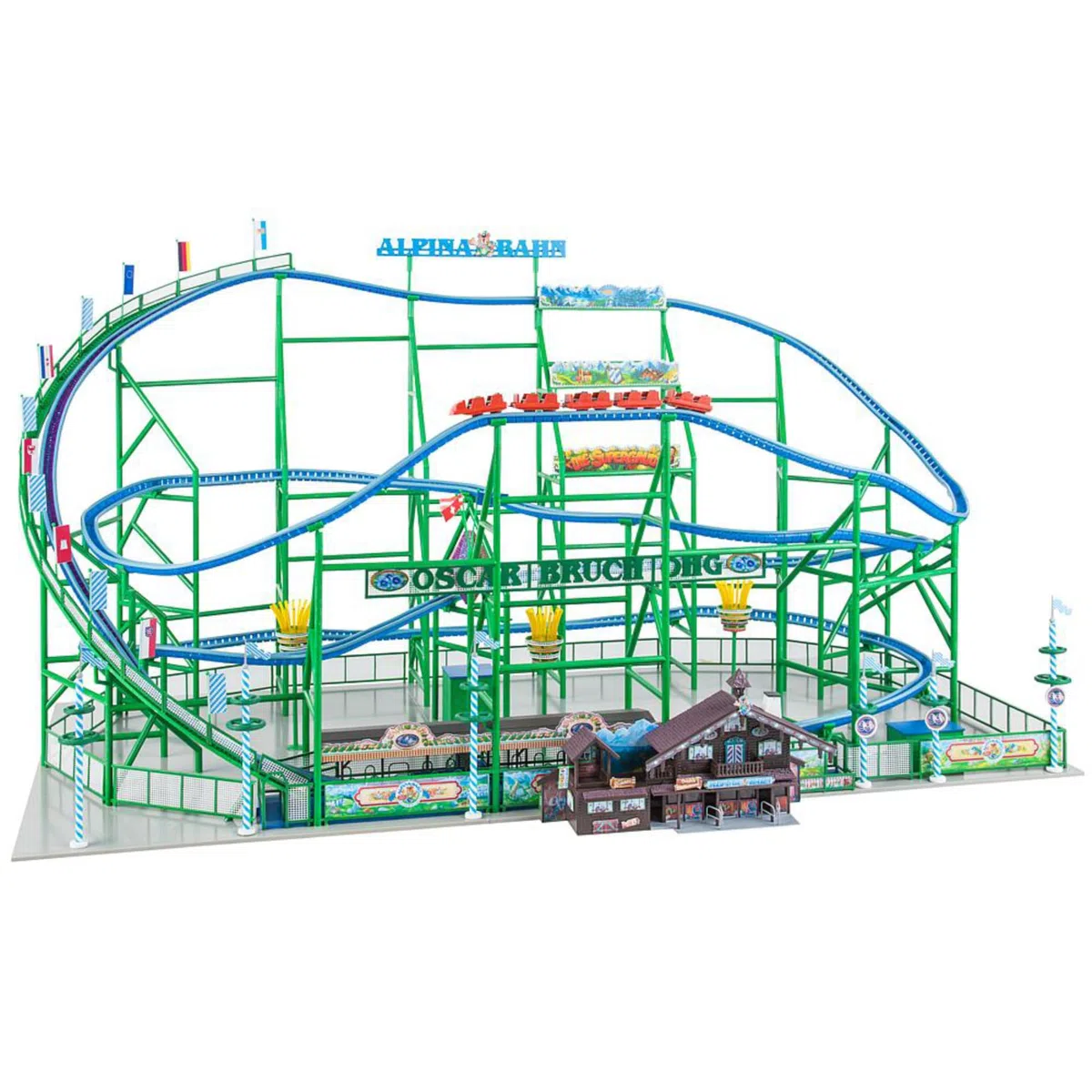 Faller Achterbahn Alpina-Bahn Modellbausatz mit 708 Einzelteilen 715 x 423 x 400 mm I Modelleisenbahn Zubehör H0 I Modelleisenbahn H0 Stahlachterbahn, Verschieden