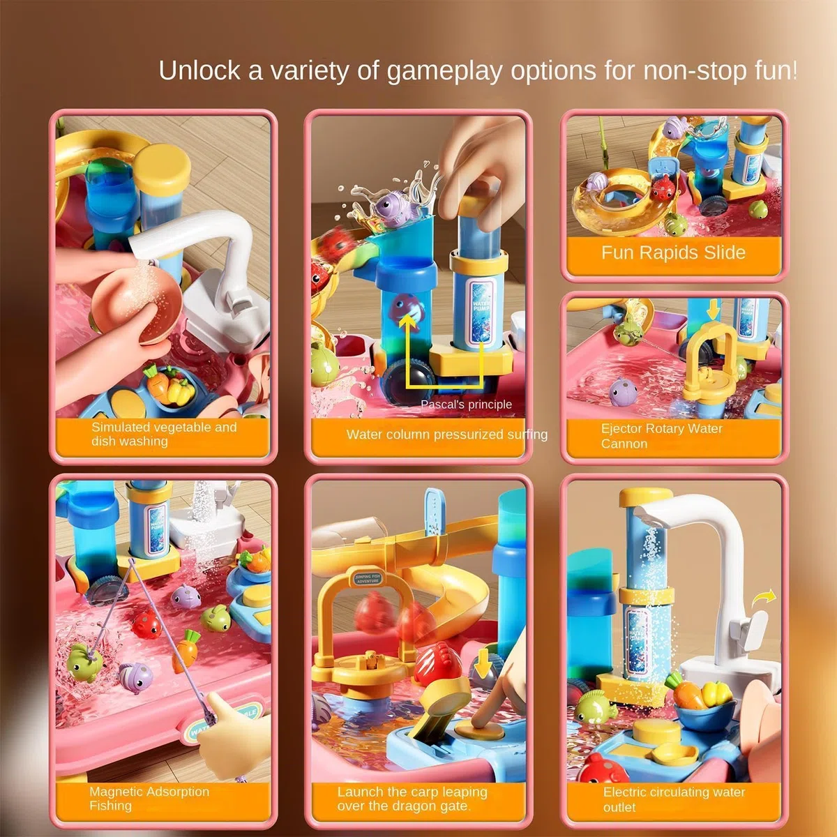 Generisch Sand Und Wasserspieltisch,Sand- Und Wasserspieltisch Mit Pumpe, Unterhaltsames Sensorik-Aktivitätsspiel, Robuste Konstruktion Für Garten, Park, Terrasse, Kindergarten Klassenzimmer