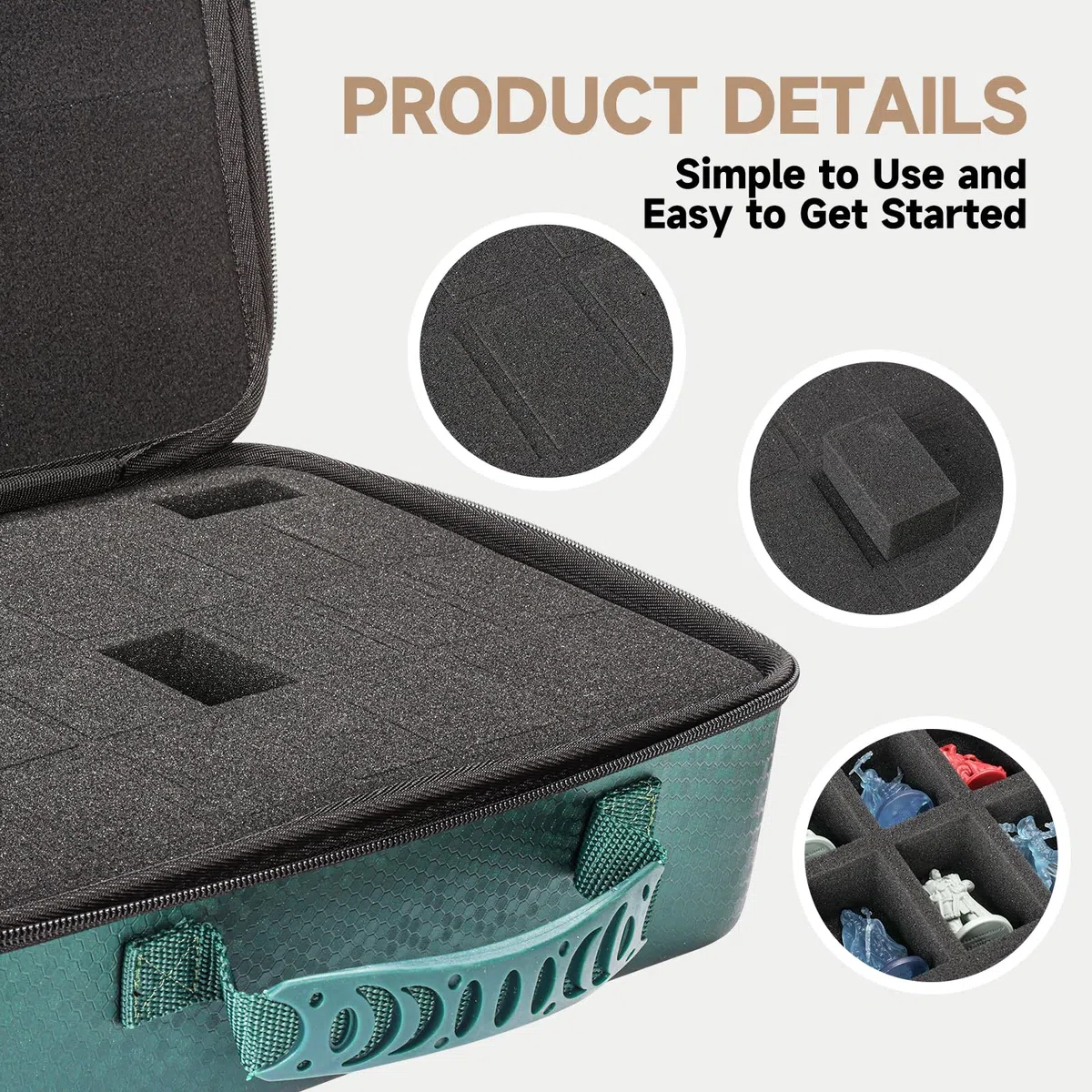 RPG Reisetasche Kompatibel mit Dungeons and Dragons Miniaturen, DND Miniaturen Aufbewahrung, Würfeletui für DND Würfel Set, Miniature Storage Travel Bag Kompatibel mit Warhammer 40k (Grün)