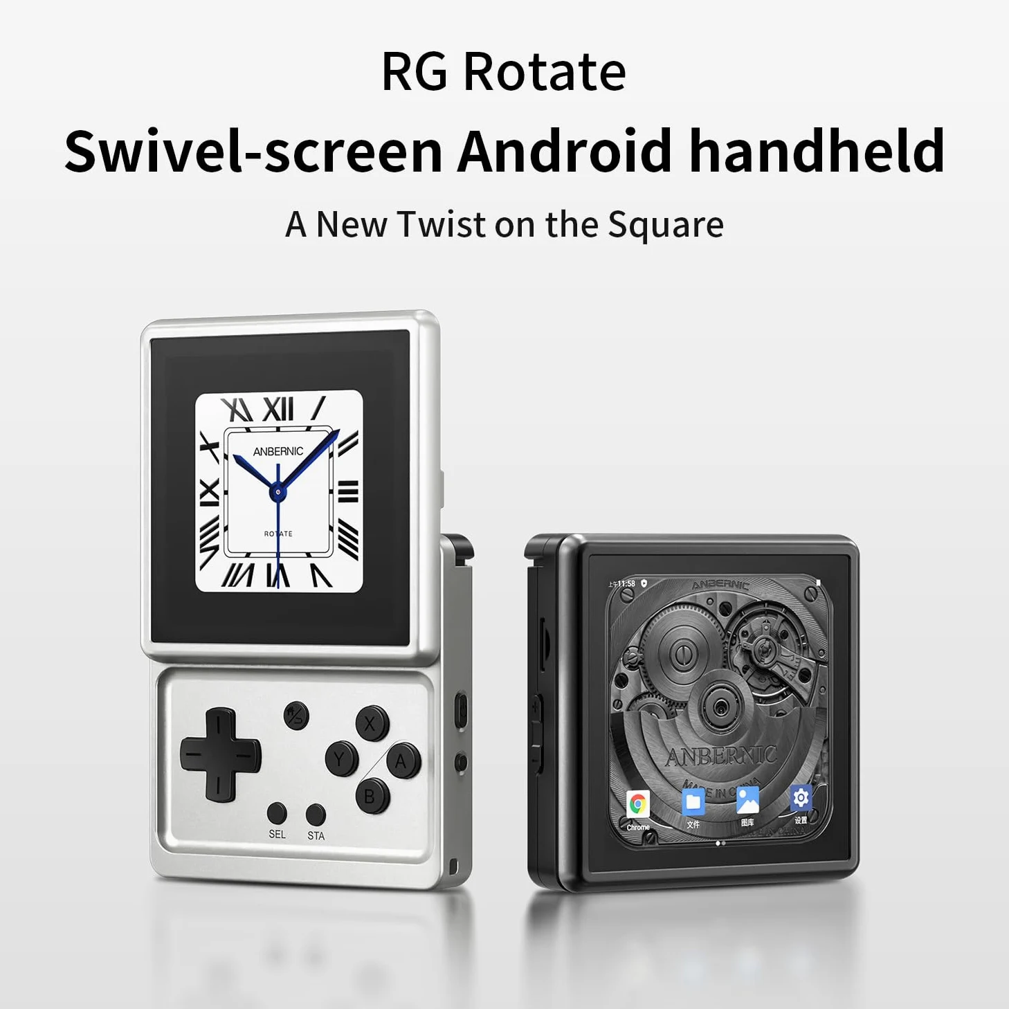 RG Rotate Retro Handheld Game Console, 3,5-Zoll-Schwenkdisplay Android-Portabel Player, Unisoc T618-Chip 3 GB + 32 GB, 2000 mAh-Batterie, Aluminiumlegierung Gehäuse