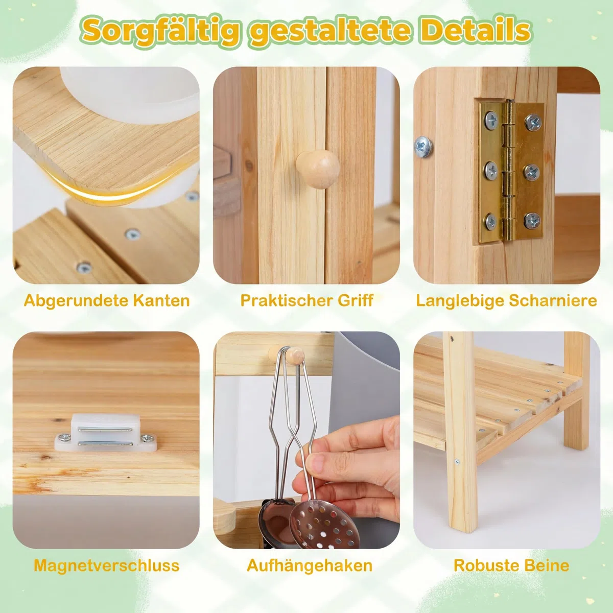 COSTWAY Matschküche Kinder, Outdoor Spielküche mit Herd, Spüle, Wassertank, Pflanztöpfen und Kreidetafel, Holz Gartenspielzeug, Kinderküche für Jungen und Mädchen ab 3 Jahren