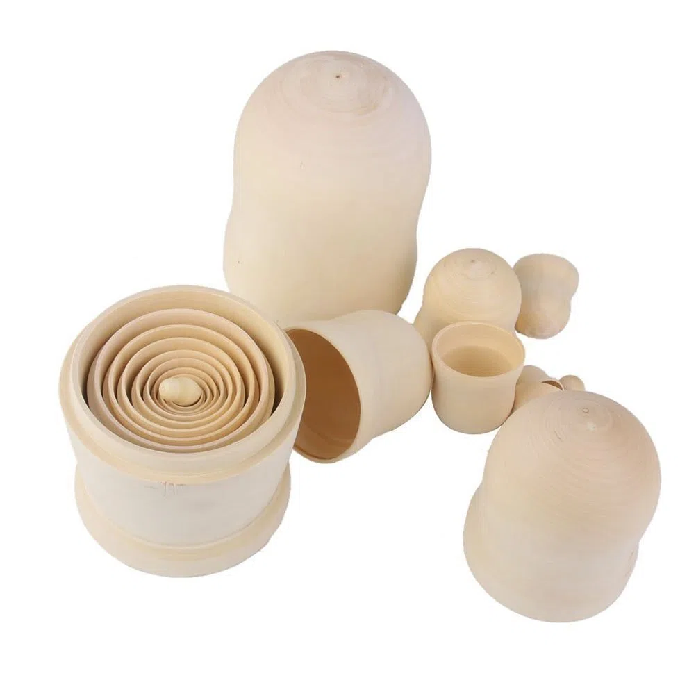 ULTNICE Puppen Rohling DIY Hölzerne Blank Russische Nesting Puppen Holz Matroschka 10pcs